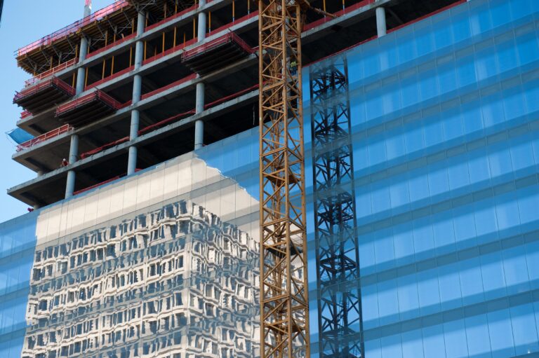 Office Tower Glass Installation Reflection